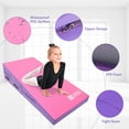 thumbnail image 5 of Gymnastics Wedge Mats 60" X 30" X 14" Folding for Home Use | Incline Mat Cheese Wedge With Zip Fastener, Waterproof Vinyl Cover, EPE Foam for Exercise, Tumbling, Yoga, Pilates, Pink Purple, 5 of 7