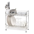 thumbnail image 1 of IRIS USA 2-tier Stainless Steel Slim-sized Dish Rack with Drain Spout, White, 1 of 1