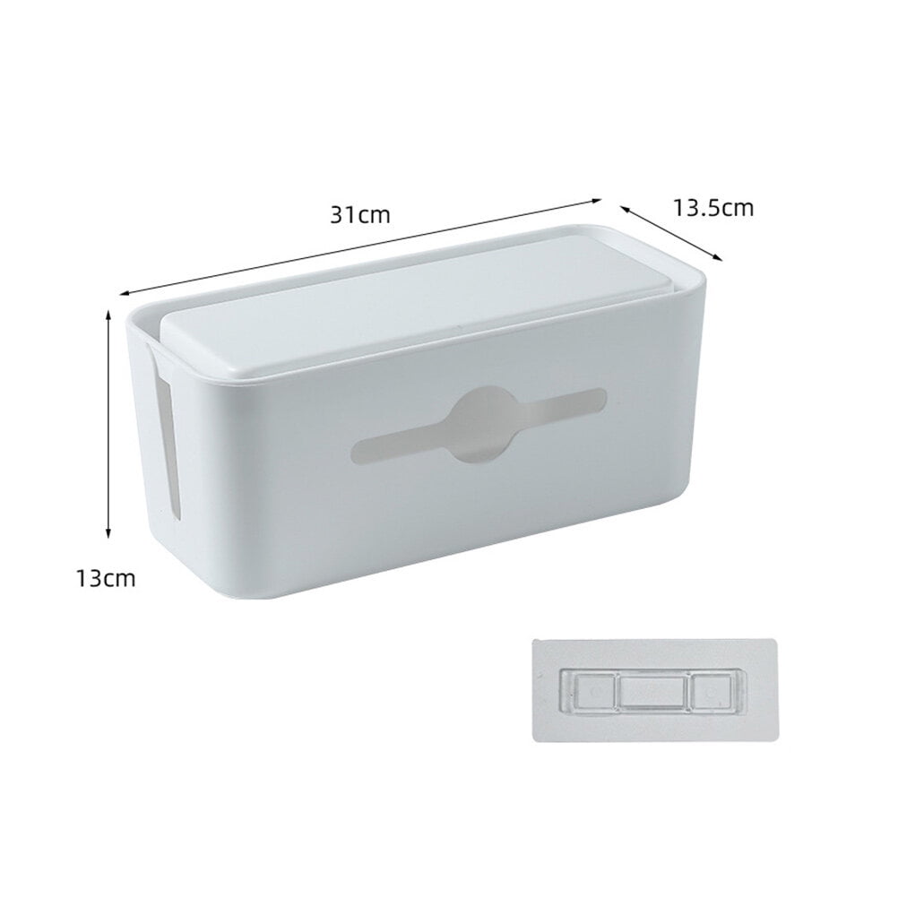 HORIALENCE 1Pack White Rectangular ABS Cable Management Box for Desk Cord Organizer 11.8X5.3X5.1in
