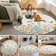 thumbnail image 5 of Colorful Floral Round Area Rug 4Ft Washable Circle Rugs for Bedroom Dining Room, Farmhouse Vintage Dragonfly Butterfly Flower Non-Slip Carpet Floor Mats Indoor Outdoor Carpet Runner Home Decor, 5 of 8