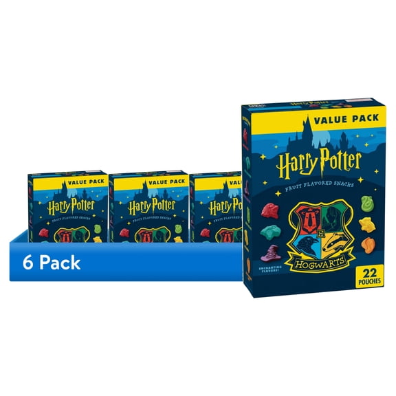 (6 pack) Harry Potter Fruit Flavored Snacks, Gluten Free, Value Pack, 17.6 oz, 22 Pouches