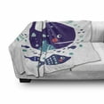 thumbnail image 3 of Whale Soft Flannel Fleece Blanket, Navy Sea Theme Cartoon Big Fish with Others in Ocean Swimming Image Art, Cozy Plush for Indoor and Outdoor Use, 70" x 90", Purple Turquoise White, by Ambesonne, 3 of 6