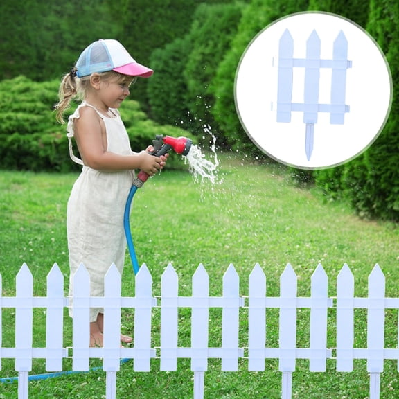 Garden Fence Border, White Plastic Garden Edging Fence with Lawn, White Picket Fence Decoration, Protective Guard for Flowerbeds Borders, Garden Fence for Lawns and Courtyards