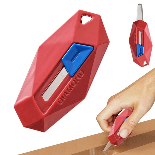 Clearance Sale! Dusknt Utility Mini Retractable Opening Tool School Pocket Function Portable Cutting Students Cardboard Craft Cartons Letter Practical Box Cutter, Magnetic Box Cutter Red