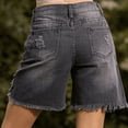 thumbnail image 5 of Wutalume Jeans for Women Plus Size Denim Shorts, Stretch Slim Fit Jean Shorts in Solid Color for Summer Casual Comfort,Gray M, 5 of 5