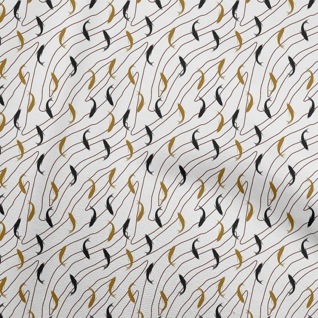 oneOone Polyester Spandex Brown Fabric Ocean Fish Craft Projects Decor Fabric Printed By The Yard 56 Inch Wide