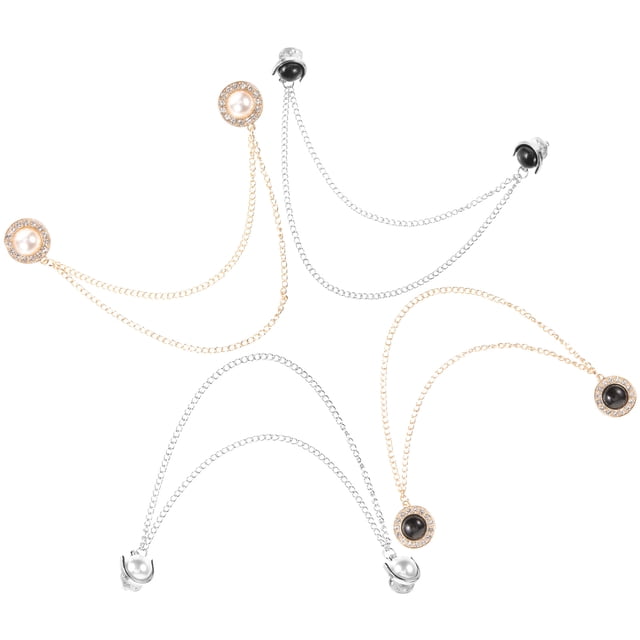 Shisuyan 4pcs Delicate Sweater Clips Chain Sweater Suit Collar Pin Decors Cloak Clips with Chain
