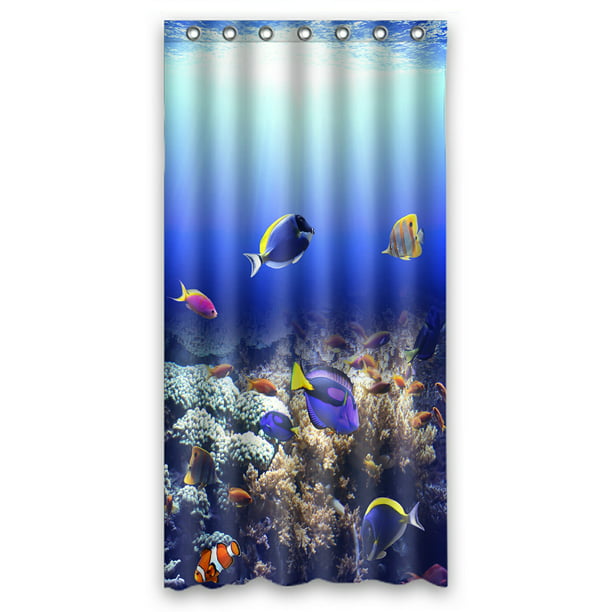 EREHome Underwater Scene Tropical Fish Shower Curtain And Hooks For Home  Decor 36x72 Inch 