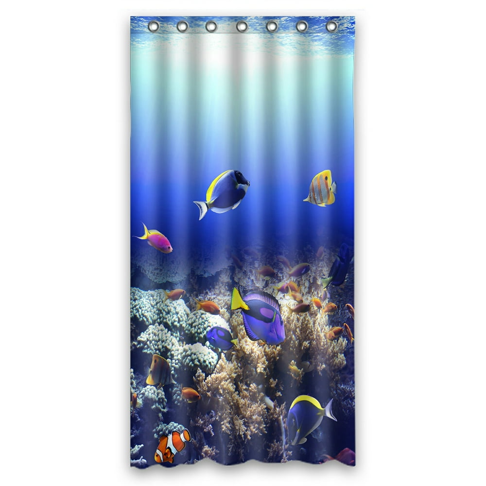 ECZJNT Underwater Scene Tropical Fish Shower Curtain And Hooks For Home