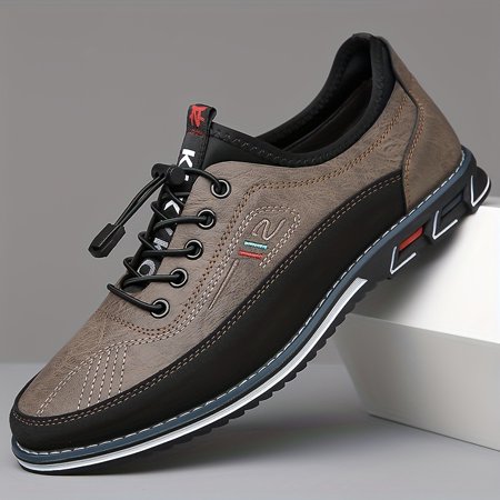 

Plus Size Mens Comfy Lace Up Shoes - Breathable PU Upper Non Slip Rubber Sole Round Toe Low Top Casual Walking Shoes for All Seasons