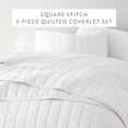 thumbnail image 2 of Noble Linens White Square Pattern Quilted Coverlet Set, Twin / Twin XL, 2 of 12