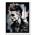 thumbnail image 1 of Punk Rock Music Fashion Young Man with a Mohawk Modern Watercolour Painting Art Print Framed Poster Wall Decor 12x16 inch, 1 of 5