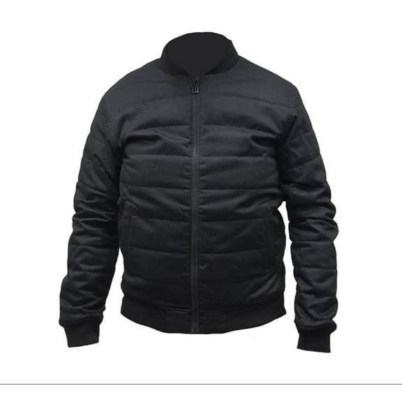 HoodLamb Men's Black Quilted Bomber, Black, Medium