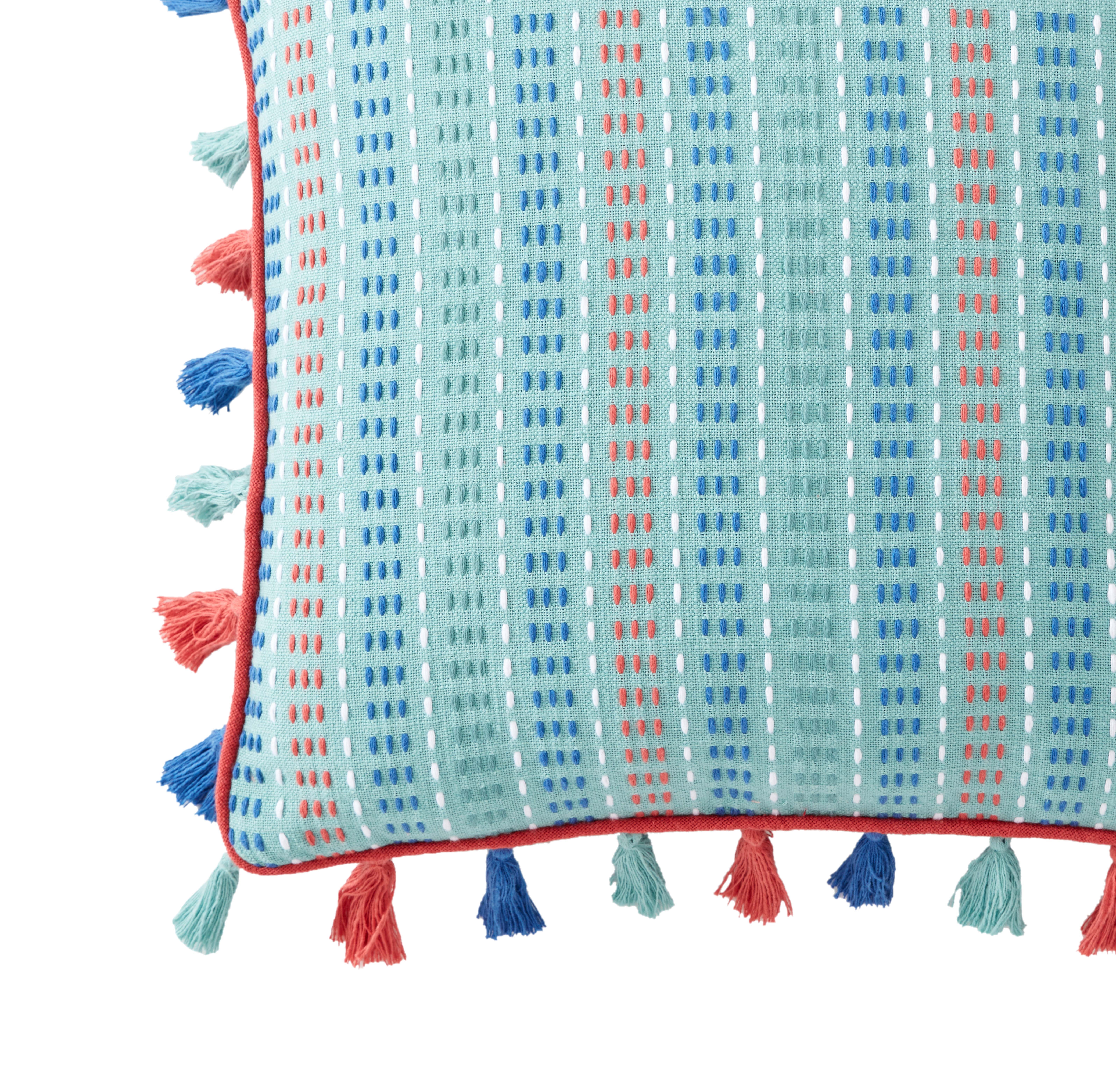 The Pioneer Woman Kantha Stitch Decorative Throw Pillow, Mint, 18" x 18"