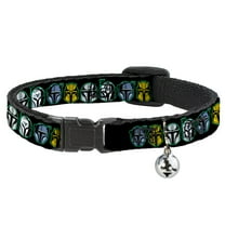 Star Wars Breakaway Cat Collar With Bell, Plastic Clip, Easy Adjustable, Star Wars the Mandalorian Helmets Black Multi Color, 8.5 to 12 Inches 0.5 Inch Wide