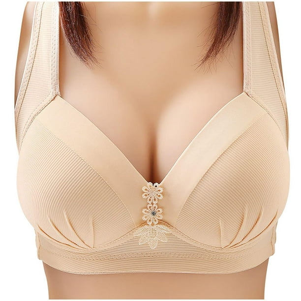 Lolmot Women's Front Closure Bra Full Coverage Solid Bra Without