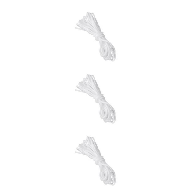 Unatoiry 10/50/100/200m 3mm Elastic Band Cord Ear Hanging Sewing Crafts DIY Elastic Rope white 10m 3Set