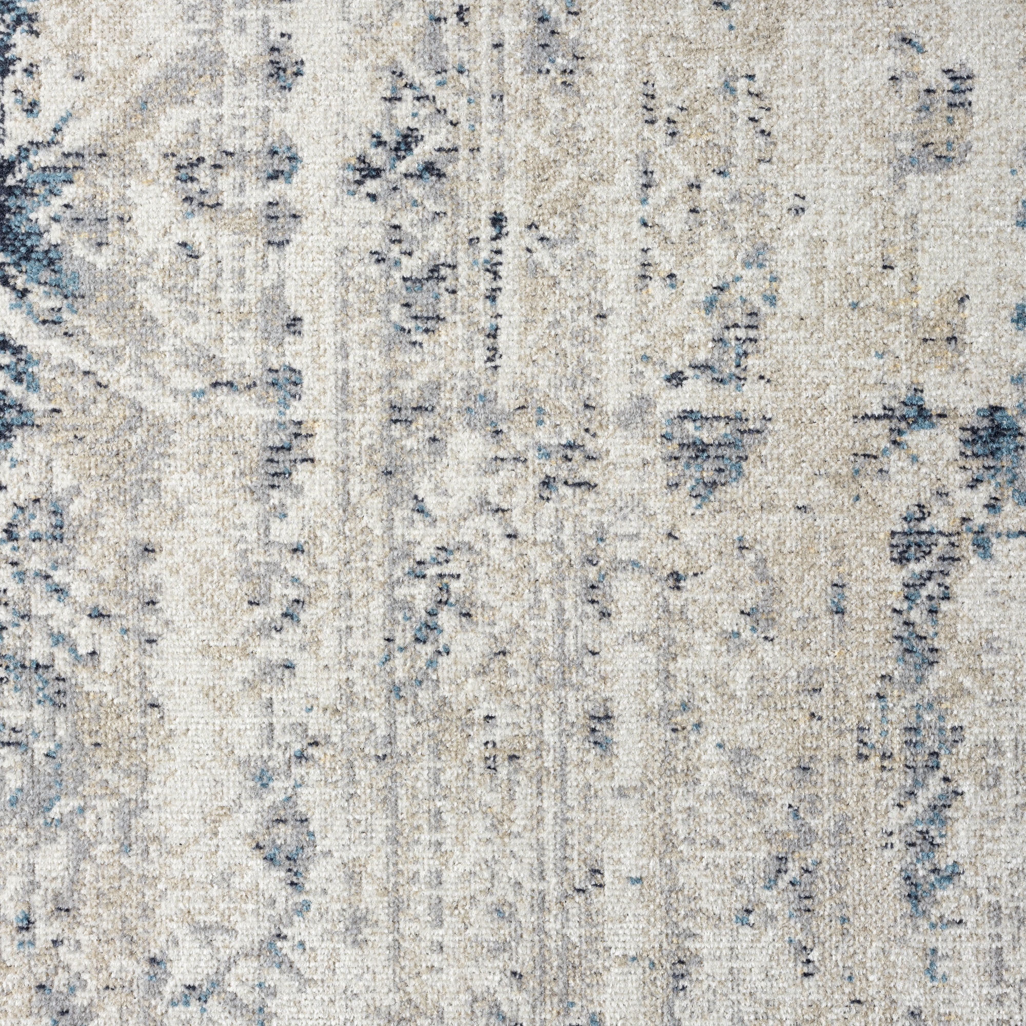 Ox Bay Han 2' x 3' Ivory/Blue Geometric Machine Washable Indoor Area Rug