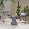 thumbnail image 2 of Noble House Erikson 3 Piece Outdoor Iron Conversation Set in Matte Navy Blue, 2 of 10