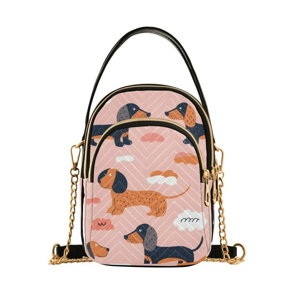 joogoo Women Cute Dachshund Dogs Chain Crossbody Bags Shoulder Handbag Phone Purse