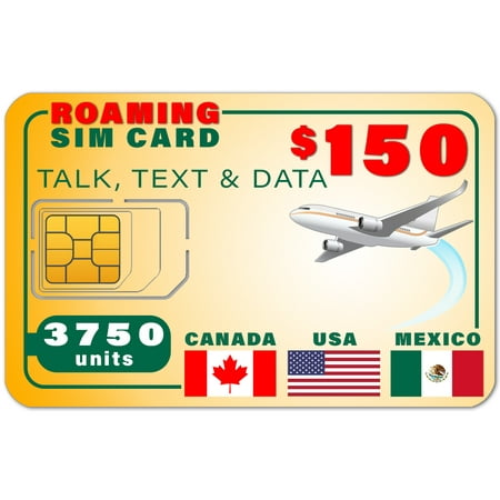 USA Canada Mexico GSM SIM Card - Rollover 3750 Minutes Talk Text Data 1 Year Wireless