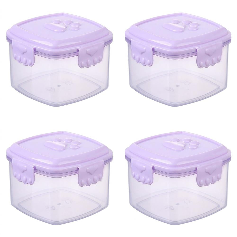 4-Pack Mini Square Storage Containers with Paw Clasp Lids Stackable Sealable Snack Boxes for Candy Jam Pills Small Organizer Set for Kitchen Travel