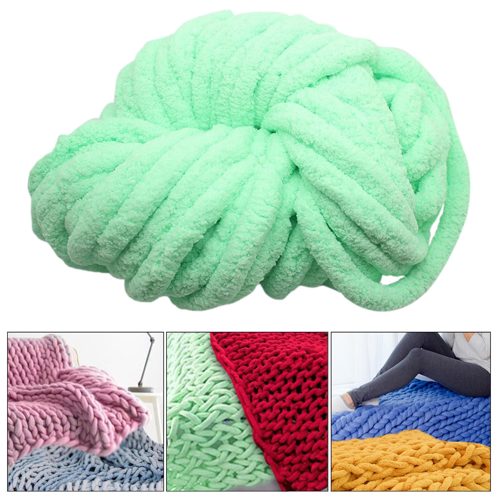 Abbraccia Chunky Chenille Yarn for Crocheting, Bulky Thick Yarn for Knitting,Super Bulky Chunky Yarn for Hand Knitting Blanket Light Green