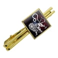 thumbnail image 1 of Leo Lion Zodiac Sign Horoscope in Space Square Tie Bar Clip Clasp Tack- Silver or Gold, 1 of 4