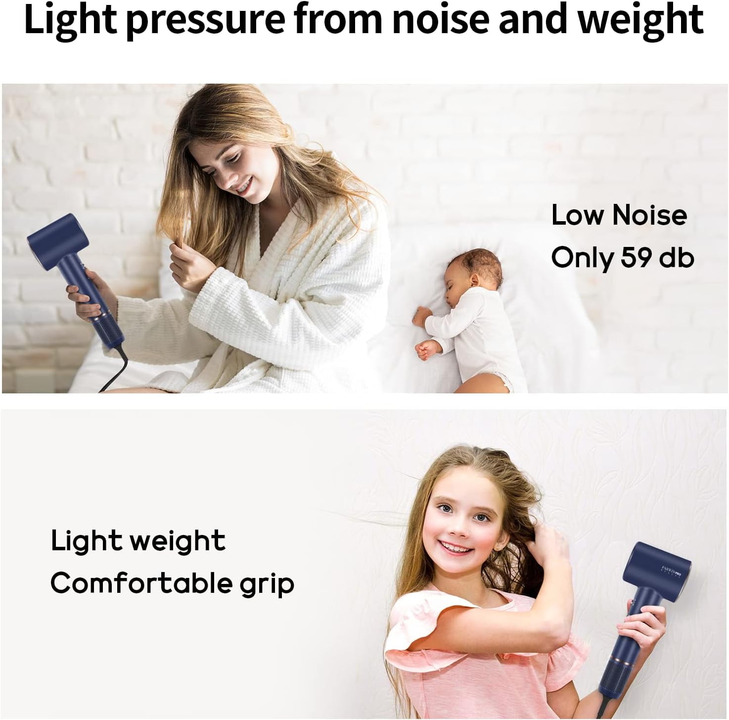 Hair Dryer, 110, 000 RPM Air-Sonic High-Speed Blow Dryer for Fast Drying, Cool/Care/Dry Mode Display & 200 Million Negative Ionic, PARWIN PRO BEAUTY 1875W Hair Dryer with Diffuser, Prussian Blue