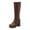 Brown, variant on Rokment Womens Winter Fall Platform Knee High Boots Vintage Leather Square Toe Chunky High Heel Mid Calf Dress Tall Boots