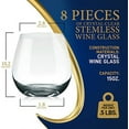 thumbnail image 7 of NutriChef 15oz Stemless Wine Glasses 8 Ultra-Thin Elegant Red & White Wine Crystal Glass Drinkware, 7 of 7