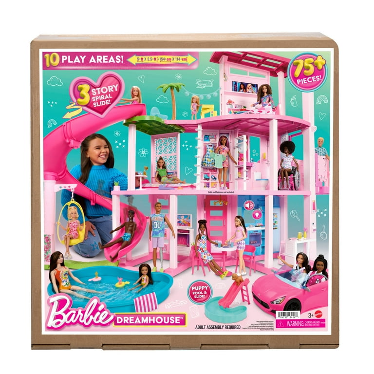 Barbie Dreamhouse Pool Party Doll House and Playset with 75 Pieces 45 in