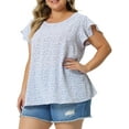 thumbnail image 7 of Agnes Orinda Women's Plus Size Easter Floral Tops Round Neck Flare Short Sleeve Casual Spring Summer Blouse 3X Purple, 7 of 7