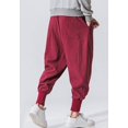 thumbnail image 2 of XINQIHANG Men Linen Drop Crotch Wide Leg Baggy Harem Pants, 2 of 6