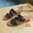 thumbnail image 6 of Samdudou Womens Casual Shoes Open Toe Flat Slide Sandals Triple Asymmetrical Thin Straps Single Metallic Square Buckle Detail Slip On Everyday Walking Footwear, 6 of 9