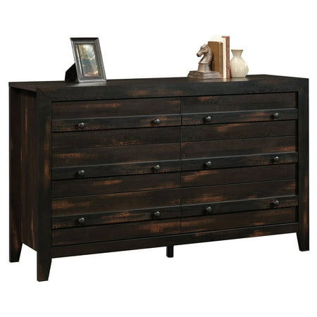 Sauder Dakota Pass 6 Drawer Dresser Char Pine Finish Walmart Com