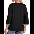 thumbnail image 4 of Camisas de Mujer, Camisetas de Moda con Mangas 3/4, Lindas Blusas Casuales de Cuello Redondo, Blusas Básicas Negro XL, 4 of 6
