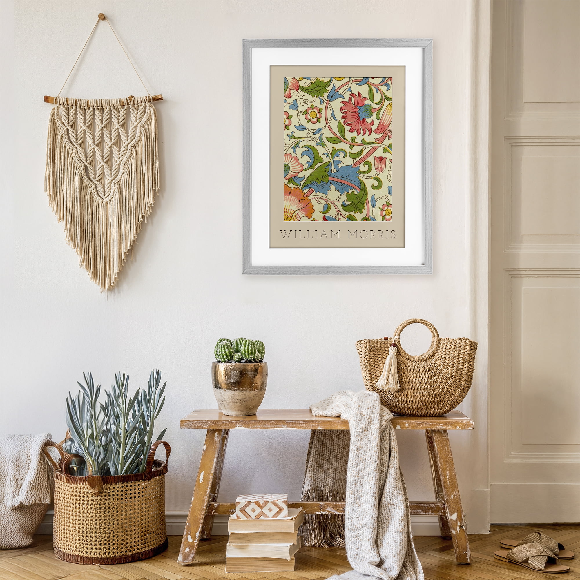 Stupell Industries Stylish Boho Classic Flowers Gray Framed Print Under Glass, design by Lil' Rue