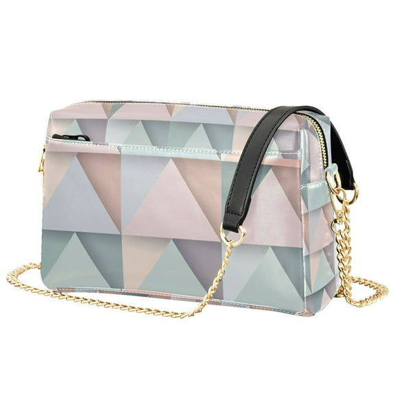 FORMRS Women Crossbody Purse with Chain Strap Vegan Leather Shoulder Handbag, Green Geometric