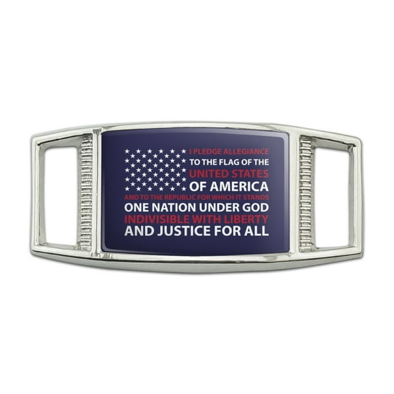 USA Flag Pledge of Allegiance America Rectangular Shoe Shoelace Shoe Lace Tag Runner Gym Charm Decoration