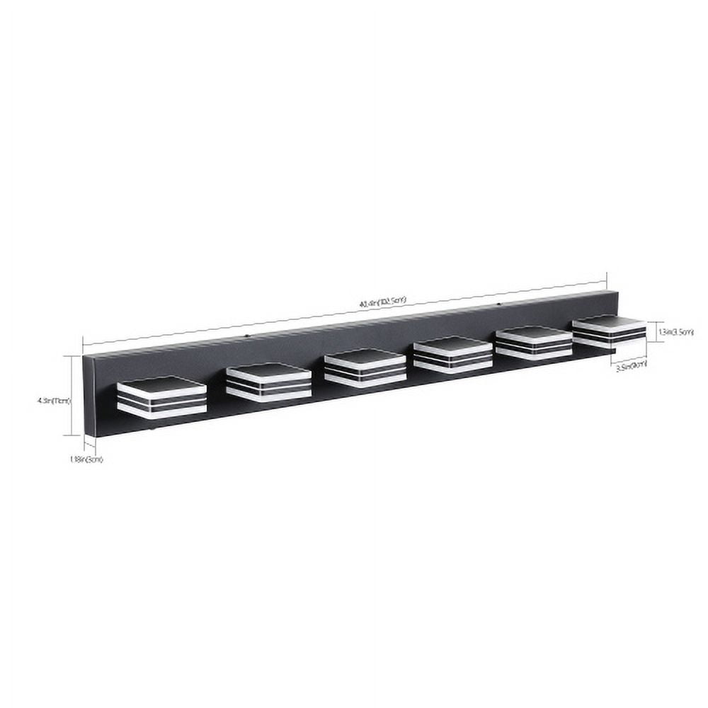 ACE-LIGHTS,Modern 6-Light(5 Colors Temp.) Rotatable & Dimmable LED Vanity Light with Acrylic Shades,Sleek Bathroom Wall Fixture for Bathroom,Dressing Room,Mirror Cabinet,Living Room,Bedroom(Black）