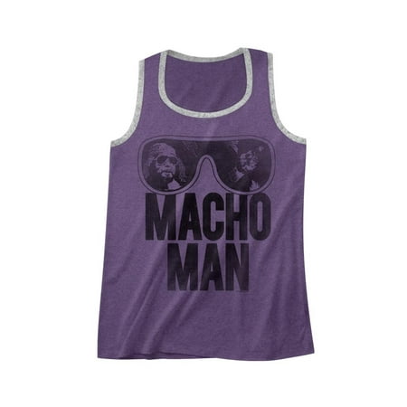 Macho Man Sunglasses Logo Pro Wrestler Wwf Heavyweight Champ Adult Tank Top