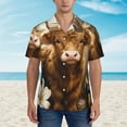 thumbnail image 2 of Honeii Adorable Calf Butterflies Champagne Print Men’s Hawaiian Shirt,Classic Button-Down Short Sleeve Shirt, for Beach, Vacation, and Outdoor Activities,Small, 2 of 7