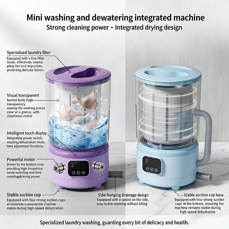 Underwear Washing Machine Rechargeable Small Portable Washing Machine Underwear Baby Clothes Lightweight for Apartment