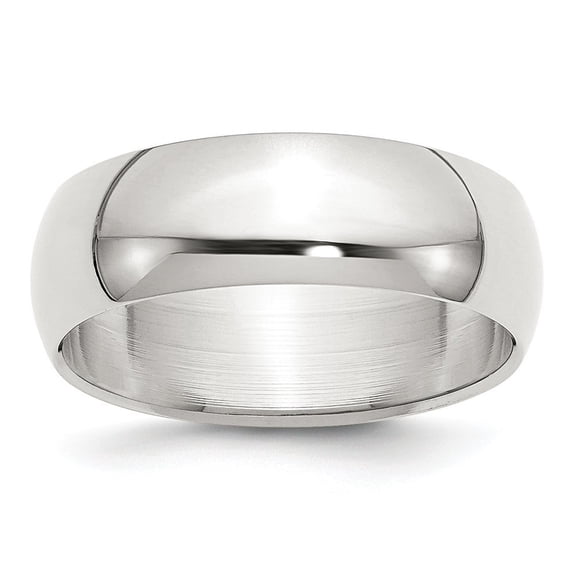 Sterling Silver 7mm Half-Round Band - 5.9 Grams - Size 7