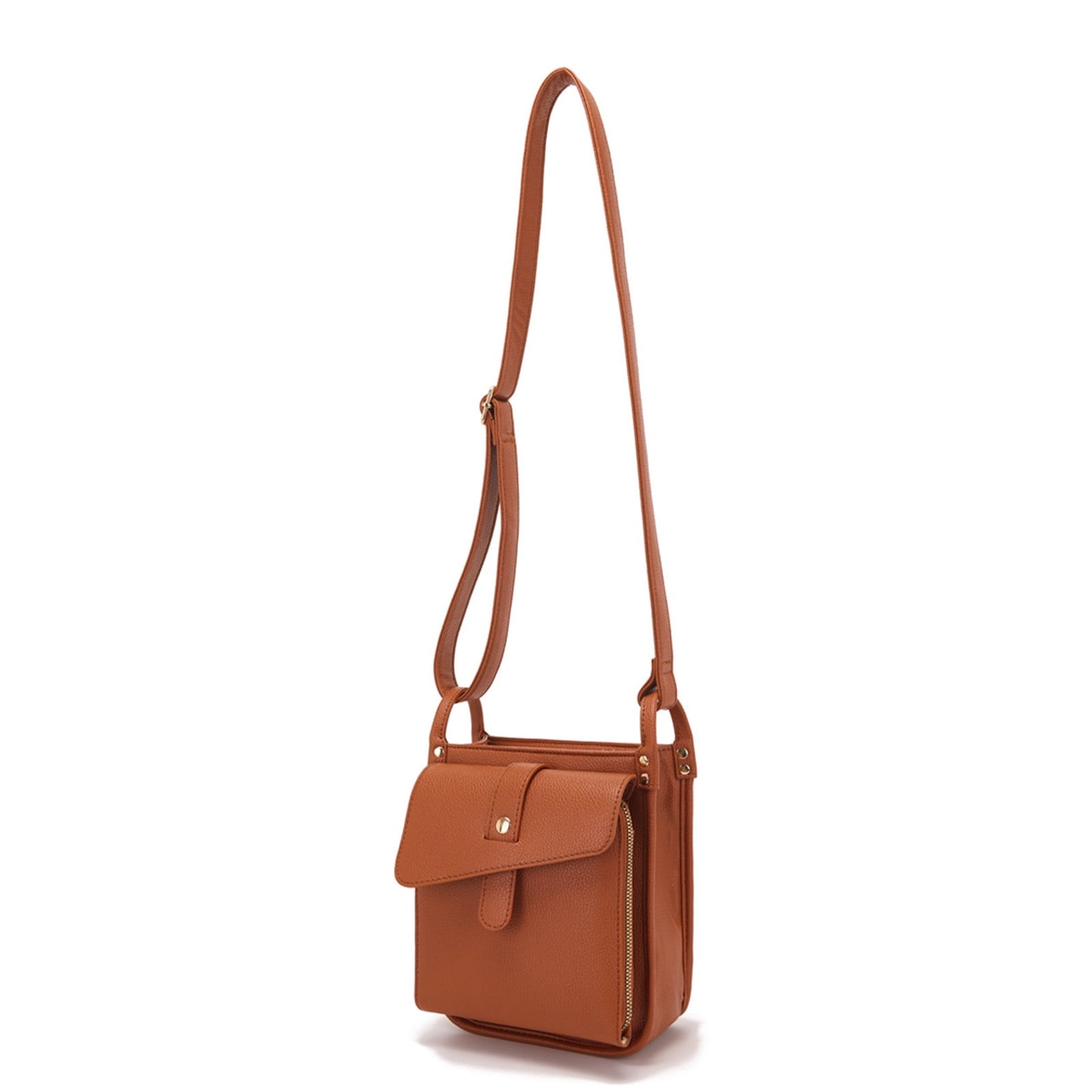 Fnyoxu Women's Full Grain Leather Crossbody Purse with Built-in RFID Wallet - Lightweight Large Capacity Bag with Keychain & Adjustable Strap, 6.3x2.8x8.1in