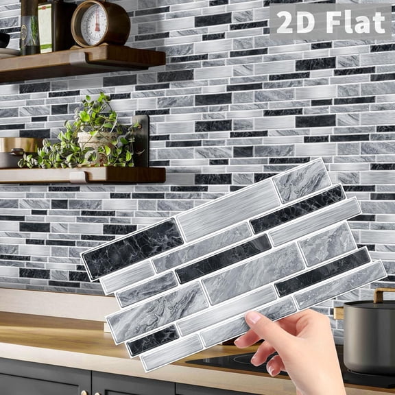 24-Piece Peel-and-Stick Marble Wall Tiles - 4.7×9.7 Inch Waterproof Oil-Proof Backsplash Tiles, Self-Adhesive Decorative Tiles for Kitchen Bathroom