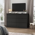 thumbnail image 4 of Black Dresser 6 Drawer Dresser Chests of Drawers Wood Storage Side Large Cabinet for Bedroom Closet Living Room, 4 of 11
