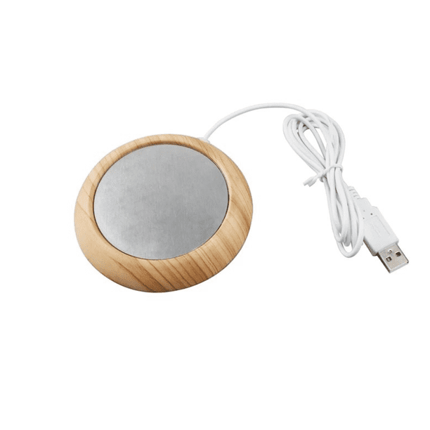 Posavasos calefactable El posavasos calefactor USB es adecuado para calentar posavasos para oficinas, oficinas y cafeterías Veta de madera clara