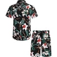 thumbnail image 2 of Men's Hawaiian Shirts Casual Button Down Short Sleeve Printed Shirts Shorts Set, 2 of 4